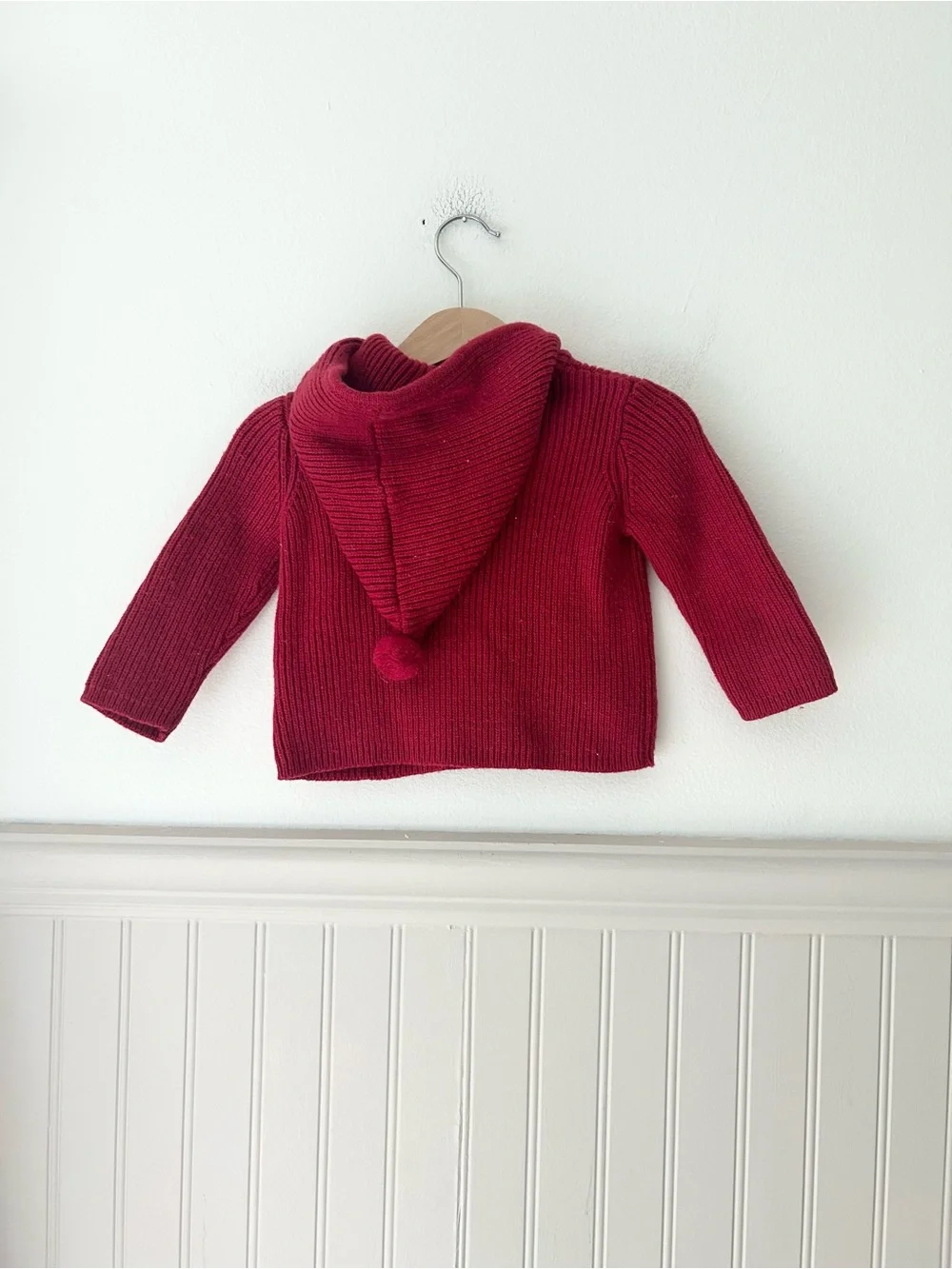 Gymboree 6-12 Months Red Hooded Knit Button Up Cardigan